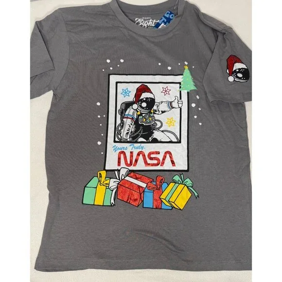 Eighty Eight Brand 14 16 NASA Christmas Astronaut Santa T-Shirt Tee Holiday NWT - Picture 7 of 14